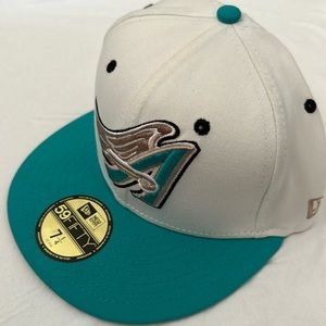 New era 59fifty custom fitted 7 ¼ mens baseball hat Anaheim angels white teal
